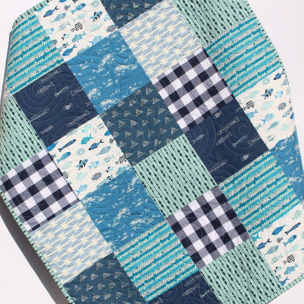 Kristin Blandford Designs Boy Quilts Boy Quilts Handmade, Woodland Baby Blanket, Fish Nursery Bedding