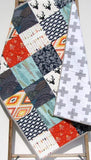 Buck Boy Quilt, Navy Red Nursery Toddler Bedding, Woodland Boy Quilt