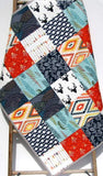 Buck Boy Quilt, Navy Red Nursery Toddler Bedding, Woodland Boy Quilt