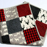 Buffalo Plaid Quilt, Woodland Boy Lumberjack Plaid Check Nursery, Deer Buck Boy Baby Bedding