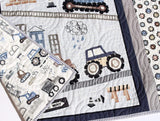 Kristin Blandford Designs Boy Quilts Construction Quilt Trucks Boy Baby Blanket Nursery Bedding Newborn Baby Shower Gifts for Him Vehicles Crane Dump Truck Tractor Handmade