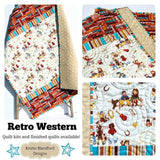 Cowboy Western Quilt Retro Vintage Looking Gender Neutral Blanket Horseshoe Roping Boy or Girl