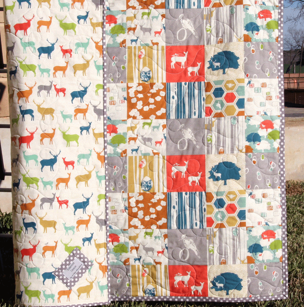 Deer Quilt, Elk Woodland Rustic Nursery Blanket, Boy Bedding Blanket