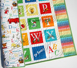 Dr Seuss ABCs Baby Quilt, Letters Alphabet Nursery Bedding, Bright Colorful Baby Blanket