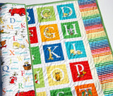 Dr Seuss ABCs Baby Quilt, Letters Alphabet Nursery Bedding, Bright Colorful Baby Blanket