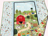 Kristin Blandford Designs Boy Quilts Farm Quilt Barnyard Animals Baby Blanket Boy or Girl Ranch Country Bedding Gender Neutral Pig Cow Horse Tractor Barn Dog Cat Newborn Gift