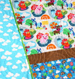 Farm Quilt, Barnyard Animals Bedding, Pig Horse Blanket, Boy or Girl Nursery