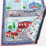 Kristin Blandford Designs Boy Quilts First Responders Handmade Baby Quilt Fire Truck Baby Blanket Police Nursery Bedding Rescue Ambulance Helicopter Safety Hero Boy or Girl