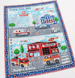 Kristin Blandford Designs Boy Quilts First Responders Handmade Baby Quilt Fire Truck Baby Blanket Police Nursery Bedding Rescue Ambulance Helicopter Safety Hero Boy or Girl