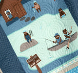 Fishing Quilt Baby Boy Bedding Woodland Lodge Lake Forest Bears