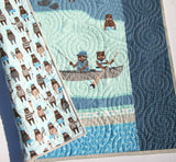 Fishing Quilt Baby Boy Bedding Woodland Lodge Lake Forest Bears