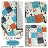 Hello Bear Quilt, Baby Boy Woodland Toddler Bedding Crib Blanket