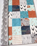 Hello Bear Quilt, Baby Boy Woodland Toddler Bedding Crib Blanket