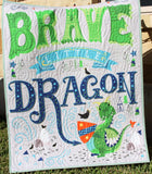 Kristin Blandford Designs Boy Quilts Knight Boy Baby Blanket Dragon Viking Castle Brave Little One Nursery Bedding Newborn Baby Shower Gifts Handmade Personalized Name for Sale