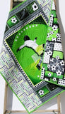 LAST ONE Soccer Baby Quilt, Sports Blanket, Green, Nursery Bedding, Crib Quilt, Soccer Ball, Handmade Gift for Baby Gender Neutral Boy Girl