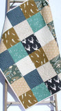 Kristin Blandford Designs Boy Quilts LAST ONES Rustic Baby Bedding, Aztec Baby Quilt, Tribal Nursery, Feather Crib Quilt, Brown Tan Green Navy Blue, Patchwork, Toddler Quilt, Decor