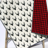 Lumberjack Plaid Quilt, Woodland Buffalo Plaid Check, Deer Buck Bear Boy or Girl Blanket