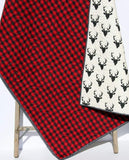 Lumberjack Plaid Quilt, Woodland Buffalo Plaid Check, Deer Buck Bear Boy or Girl Blanket