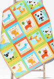 Kristin Blandford Designs Boy Quilts Neutral Baby Quilt, Animal Baby Bedding, Dog Blanket, Blue Orange Yellow