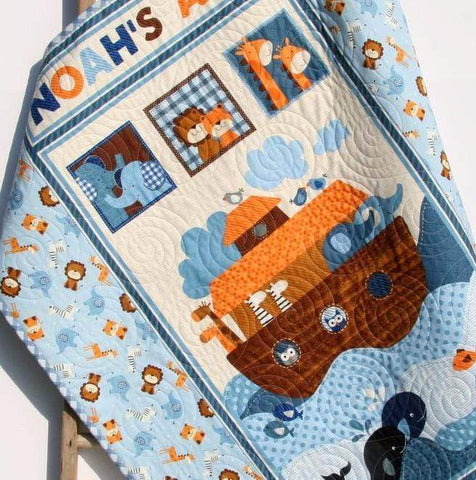 Noah's Ark Baby Quilt Biblical Religous Blanket Gender Neutral Crib Bedding