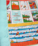 Oh the Places You'll Go Dr Seuss Bright Baby Quilt, Nursery Bedding, Baby Blanket