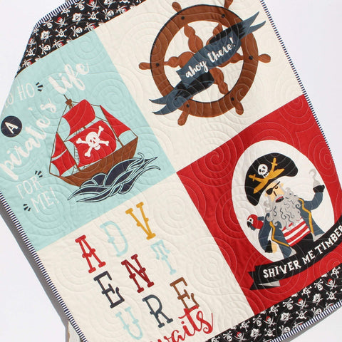 Kristin Blandford Designs Boy Quilts Pirate Quilt Boy Baby Blanket Nautical Ahoy Mate Ships Ocean Nursery Bedding Newborn Baby Shower Gifts Handmade Personalized Name for Sale