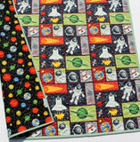 Kristin Blandford Designs Boy Quilts Planets Quilt, Space Crib Bedding, Solar System Quilt, Science Nursery Decor, Astronomy Blanket for Baby, Cot, Navy Blue, Moon Rocket Boys