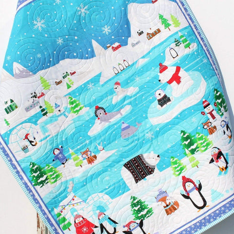 Kristin Blandford Designs Boy Quilts Polar Baby Quilt, Winter Baby Blanket, Arctic Animals