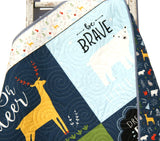 Kristin Blandford Designs Boy Quilts Quilts, Baby Blanket, Woodland Baby Quilt, Nursery Decor, Forest Animals, Fox Deer Bear Camping Mountains Personalized Name Boy Gift Brave
