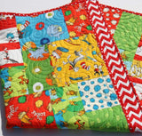 SALE Dr Seuss Quilt, Bright Baby Boy or Girl, Nursery Bedding, Kids Child Youth Blanket, Crib Cot