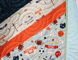 Sports Quilt for Boys, Baseball Blanket, Soccer Football Basketball Nursery Crib Bedding Decor Gift Baby Toddler Personalized Minky Name