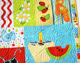 Kristin Blandford Designs Boy Quilts Summer Quilt, Wall Hanging, Baby Blanket, Boy or Girl Beach Ocean, Watermelon Ladybugs, Flip Flops Crab Birds, Gift for Child, Home Decor