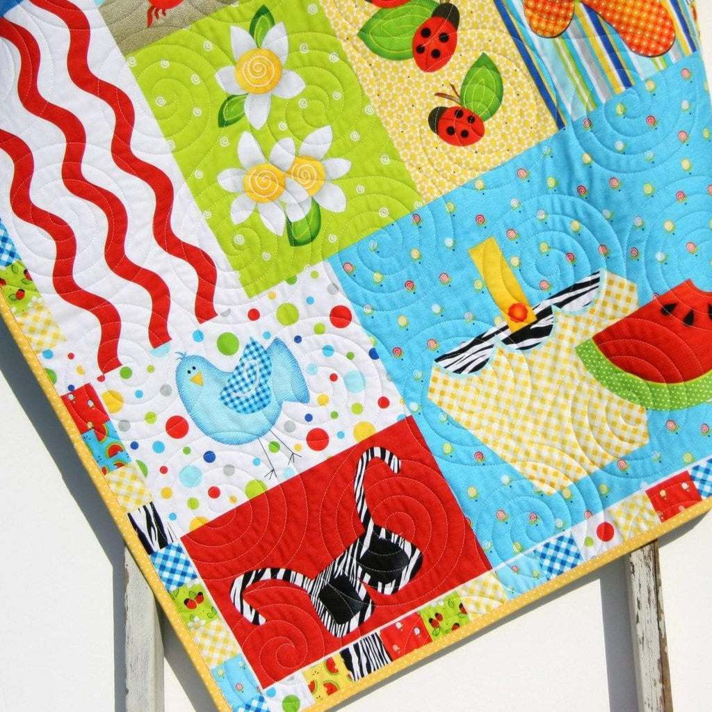 Kristin Blandford Designs Boy Quilts Summer Quilt, Wall Hanging, Baby Blanket, Boy or Girl Beach Ocean, Watermelon Ladybugs, Flip Flops Crab Birds, Gift for Child, Home Decor