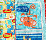 Swingin Safari Baby Quilt, Animal Bedding Blanket, Handmade Quilt