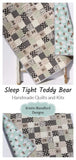 Kristin Blandford Designs Boy Quilts Teddy Bear Quilt Baby Boy Handmade Newborn Blanket Mint Grey Gray Patchwork Nursery Bedding Clouds Moon Sleep Tight Gold Pink Homemade Child