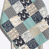 Kristin Blandford Designs Boy Quilts Teepee Deer Boy Quilt, Blue Woodland Bedding Baby and Toddler