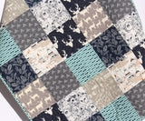 Kristin Blandford Designs Boy Quilts Teepee Deer Boy Quilt, Blue Woodland Bedding Baby and Toddler