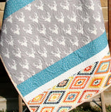 Tribal Deer Quilt, Baby Toddler Bed Blanket Modern Nursery