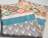 Tribal Deer Quilt, Baby Toddler Bed Blanket Modern Nursery