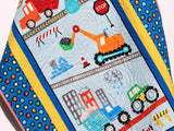 Kristin Blandford Designs Boy Quilts Trucks Quilt Construction Boy Baby Blanket Nursery Bedding Newborn Baby Shower Gifts for Him Vehicles Crane Dump Truck Tractor Handmade
