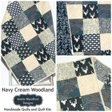 Woodland Boy Navy Blue Nursery, Deer Buck Baby Blanket, Cream Boy Bedding