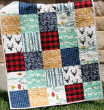 Kristin Blandford Designs Boy Quilts Woodland Quilt, Buffalo Plaid, Woodland Boy Plaid Check Nursery, Deer Buck Baby Blanket, Boy Bedding