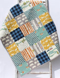 Kristin Blandford Designs Camp Sur Patchwork Quilt Kit in Baby Throw and Twin Sizes Nursery Crib Blanket DIY Do It Yourself Project Forest Woodland Organic Fabrics