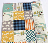 Kristin Blandford Designs Camp Sur Patchwork Quilt Kit in Baby Throw and Twin Sizes Nursery Crib Blanket DIY Do It Yourself Project Forest Woodland Organic Fabrics