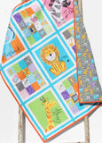 Kristin Blandford Designs Colorful Animals Quilt Kit, Crib Blanket, Quilting DIY Sewing Project, Boy or Girl, Beginner Quilt Kit, Panel Fabrics, Crayola Lion Zebra