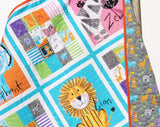 Kristin Blandford Designs Colorful Animals Quilt Kit, Crib Blanket, Quilting DIY Sewing Project, Boy or Girl, Beginner Quilt Kit, Panel Fabrics, Crayola Lion Zebra