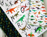 Kristin Blandford Designs Dino Baby Quilt, Alphabet Baby Blanket Nursery Crib Bedding Newborn Boy Dinosaurs Modern Nursery Bedding T-Rex Personalized Name Letters ABC