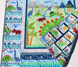Kristin Blandford Designs Dino Baby Quilt, Dinosaur Baby Blanket, Nursery Crib Bedding, Newborn Boy