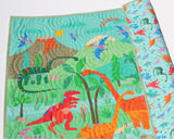 Kristin Blandford Designs Dino Quilt Kit Dinosaur Panel Quick Easy Fun Beginner Project Fabrics Baby Boy Child Kid Crib Quilt Green Blue Brown Sewing Patterns Sale