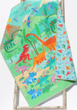 Kristin Blandford Designs Dino Quilt Kit Dinosaur Panel Quick Easy Fun Beginner Project Fabrics Baby Boy Child Kid Crib Quilt Green Blue Brown Sewing Patterns Sale